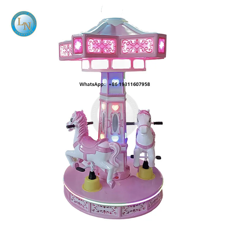 

Cute Carousel Horses Carousel 3 Players Kiddie Ride for Children Amusement Park