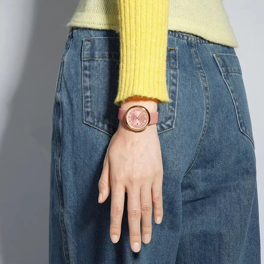 

New Original NAVIFORCE Ladies Quartz Watch Fashion Gentle Joker Rose Gold Watch High Quality PU Strap Rose Dial Watch