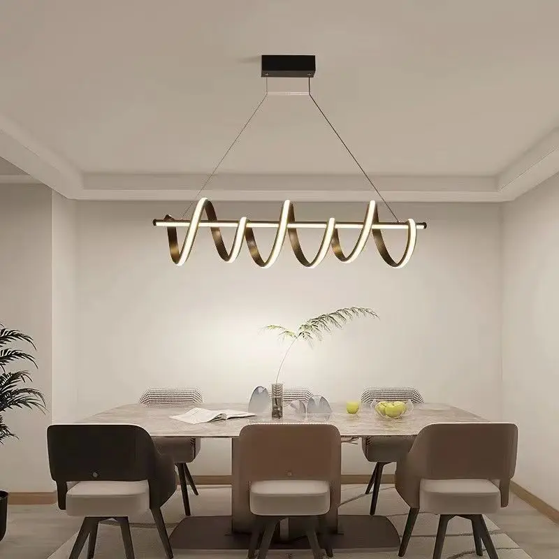 

Modern Led Pendant Lights Chandelier Gold Wave Lampadario Lamp Dinning Room Bedroom LivingRoom Kitchen Hanging