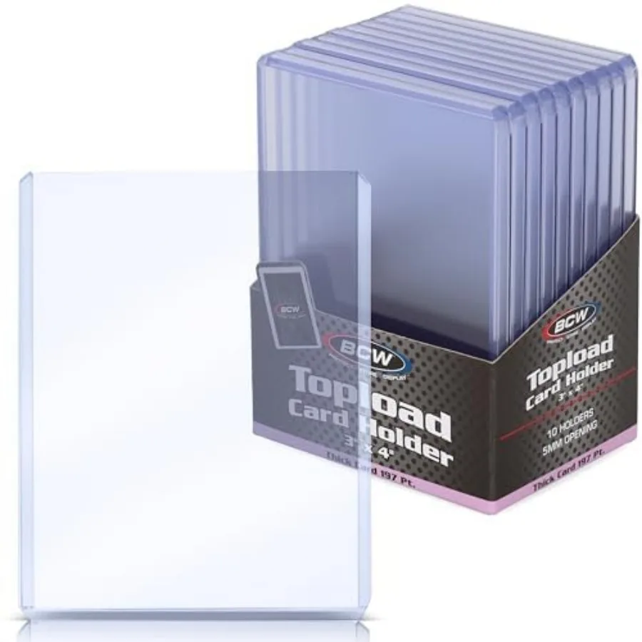 

197 PT. Thick Card Topload Holder - Pack of 10 Durable Rigid PVC Toploader Toploaders for Memorabilia, Jersey, Patch, and Relic