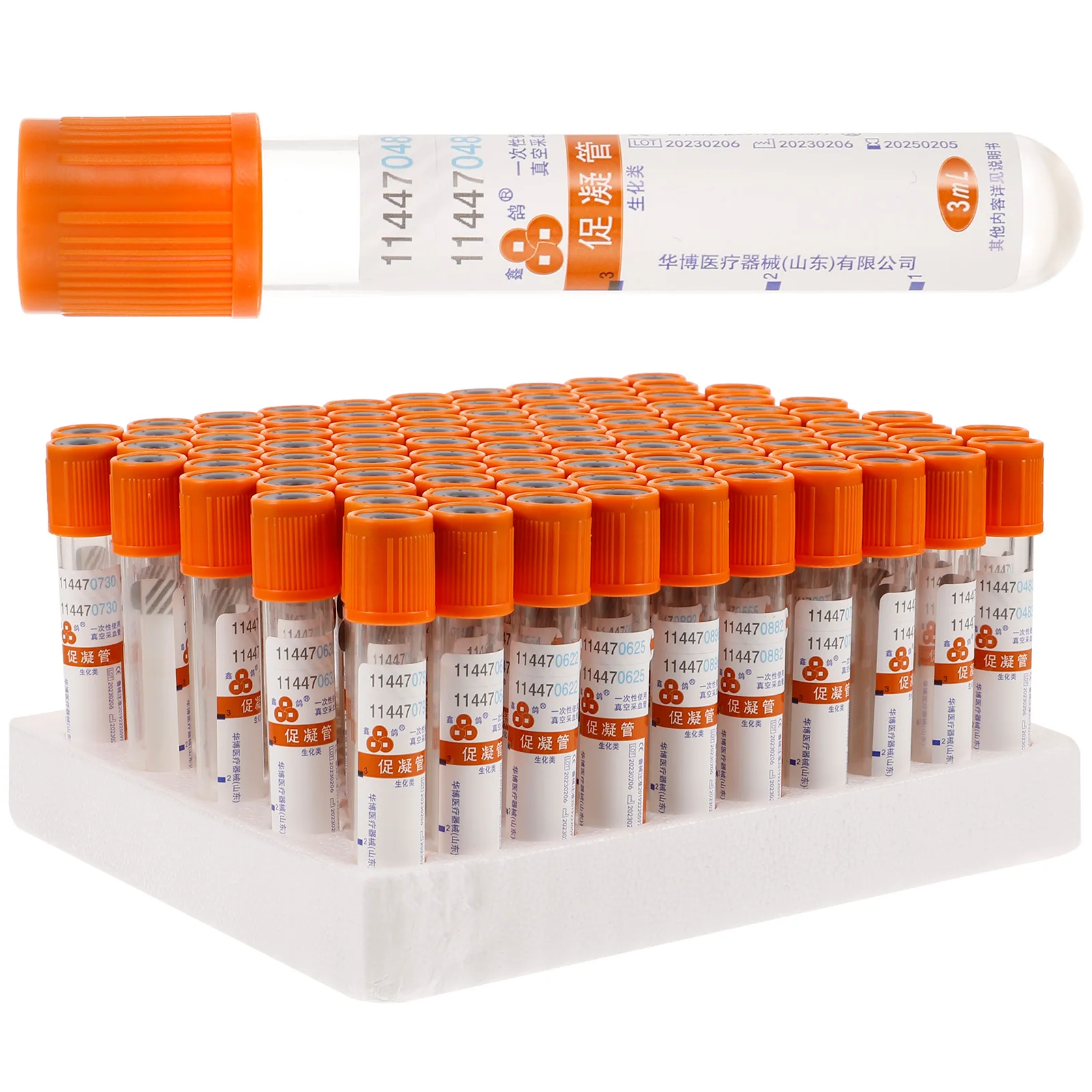 

100pcs Coagulation-Promoting Vacuum Blood Collecting Tubes 3Ml Disposable Glass Test Tubes For Biochemical Testing
