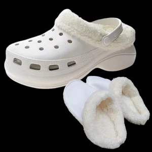 1 زوج الشتاء الدافئ أفخم النعال سحر الأحذية لأحذية Crocs Hole سميكة بطانة المخملية أحذية ناعمة غطاء الأحذية اكسسوارات أفضل 6 مبيعات بطانة كروك - رقم 3