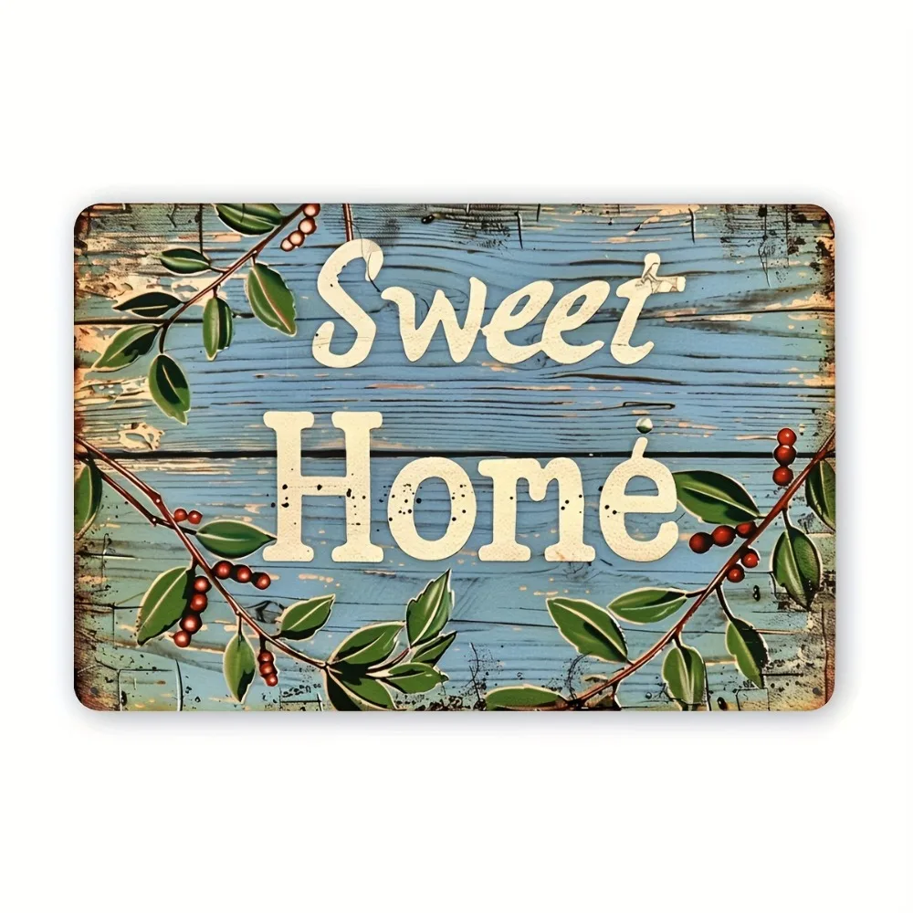 （2D Tin painting）Vintage Sweet Home Metal Tin Sign, 12x8 Inch Wall Art for Indoor Outdoor Decor, Iron Hanging Plaque for Home