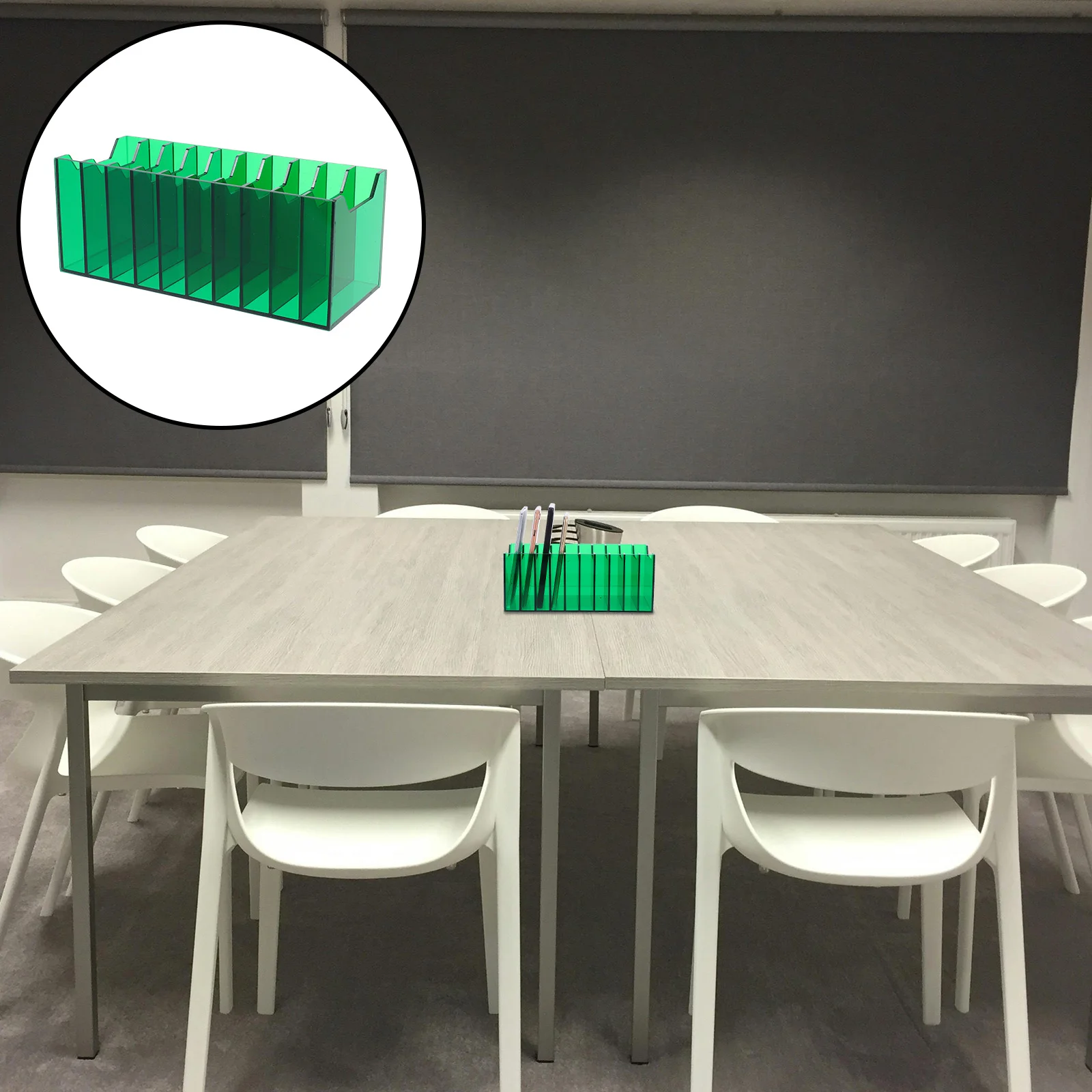 

Transparent Acrylic Cell Phone Holder Desktop Organizer 10-Grid Storage Box for Classroom Office Meeting Room Mobile Phone