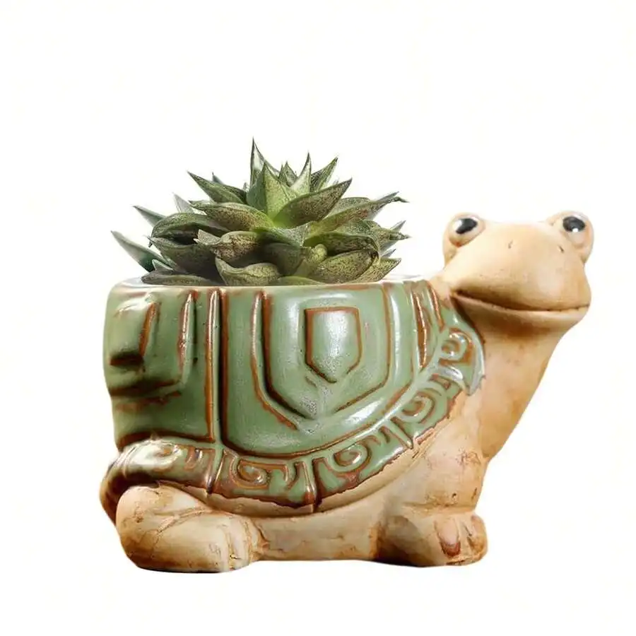 

Small Ceramic Planter Pot, 4.3\ Vintage Bronze Animal Planters Ceramic Flowerpot Succulent Pots Cactus Pot