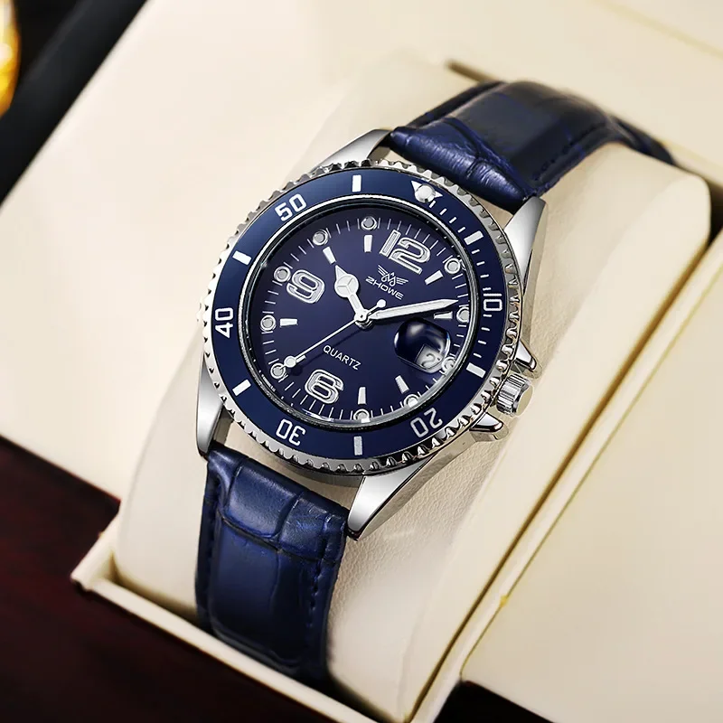 Fashion Leather Strap Men Business Watches Casual Calendar Men Quartz Watch Male Clock Relogio Masculino (without box)