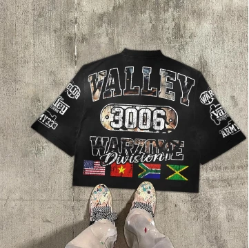 American Graphic 100% Cotton T-shirt Cut T-shirt Printed Graphic Men and Women Y2K Oversized T-shirt Street Wear image 3