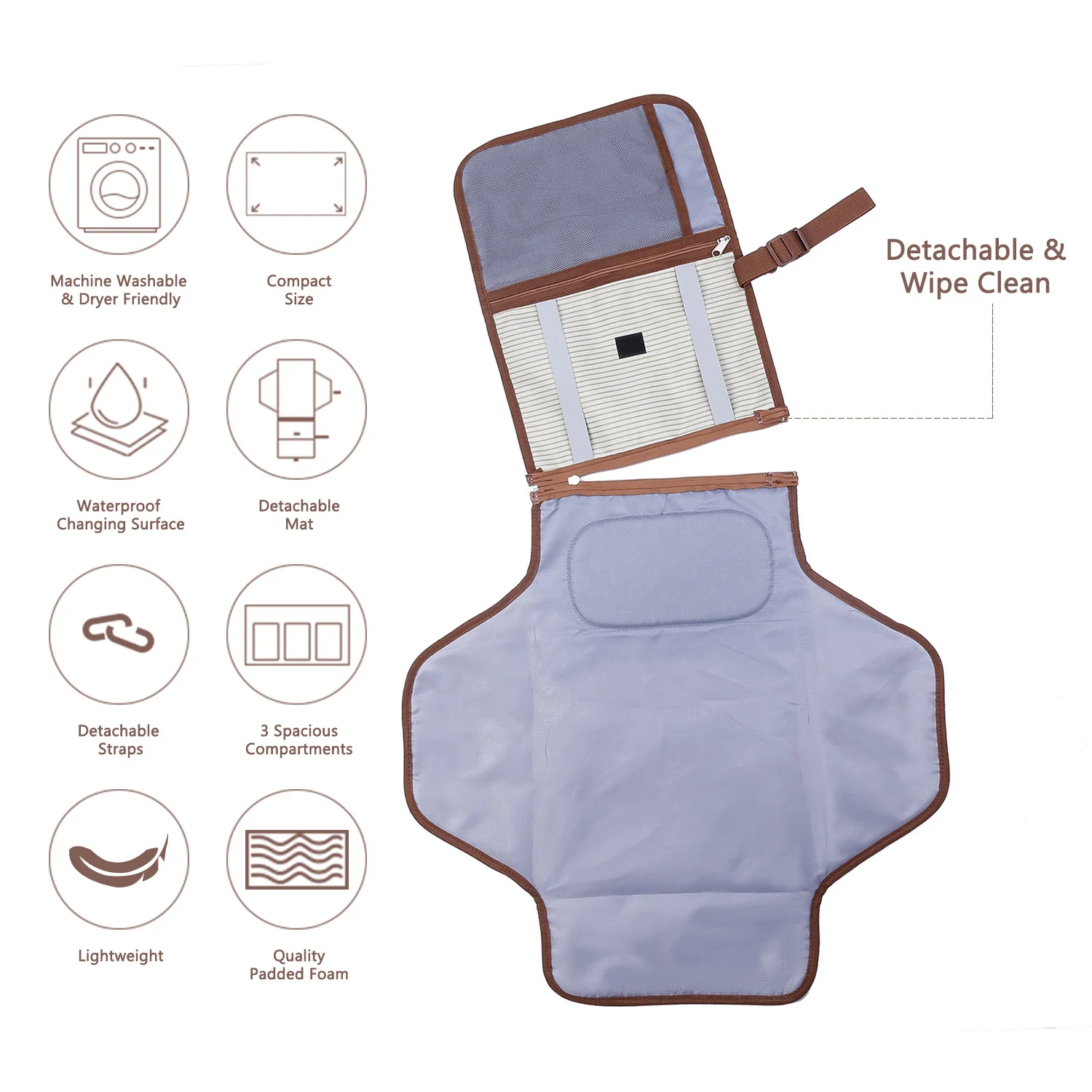 Portable Baby Changing Pad Waterproof Diaper Changing Pad Hand Folding Diaper Bag Washable Changing Table For Newborns Travel