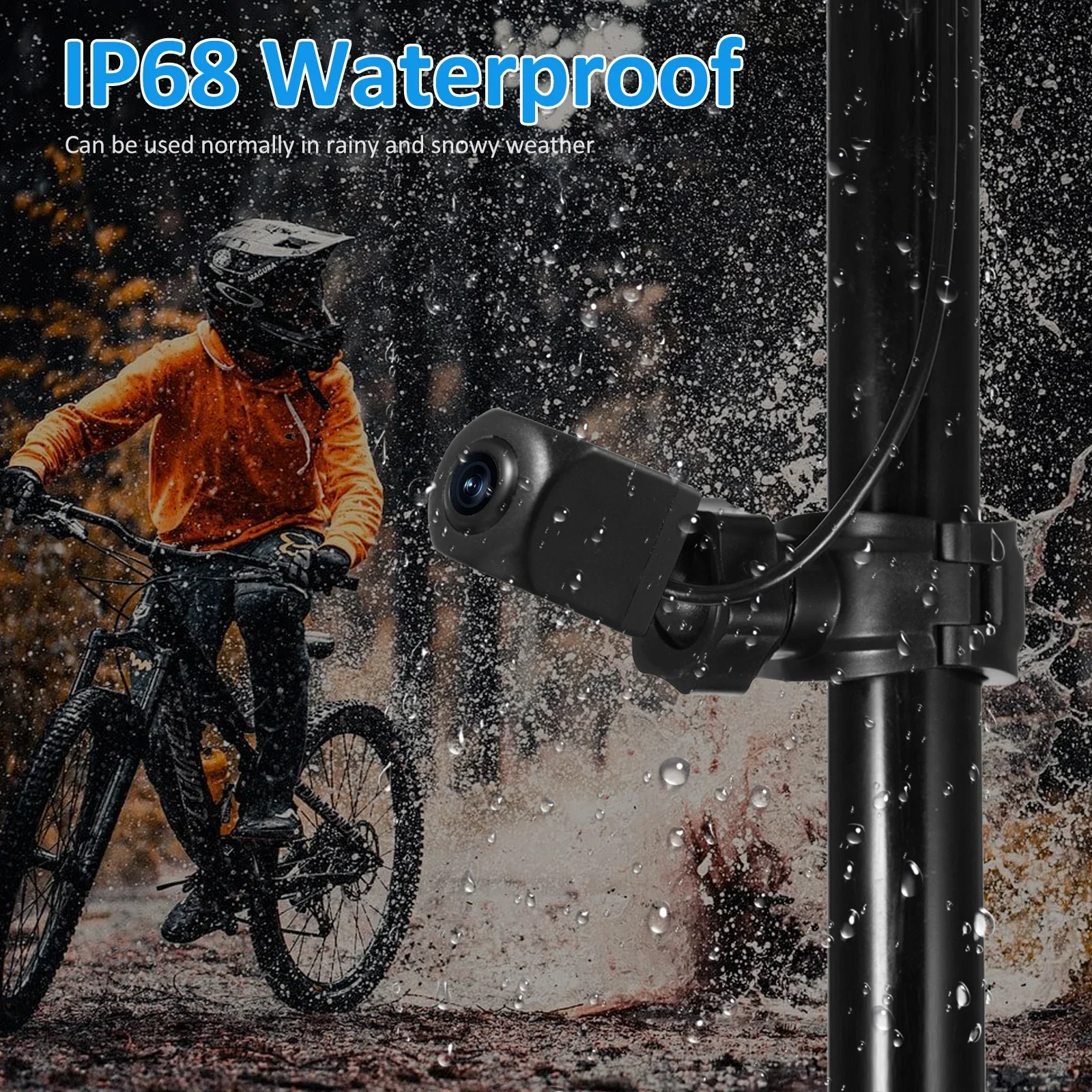 1080P Rechargeable Bicycle Rear View Camera Handlebar Bike Mirror with 4.3'' Monitor Night Vision 150° Wide Angle View