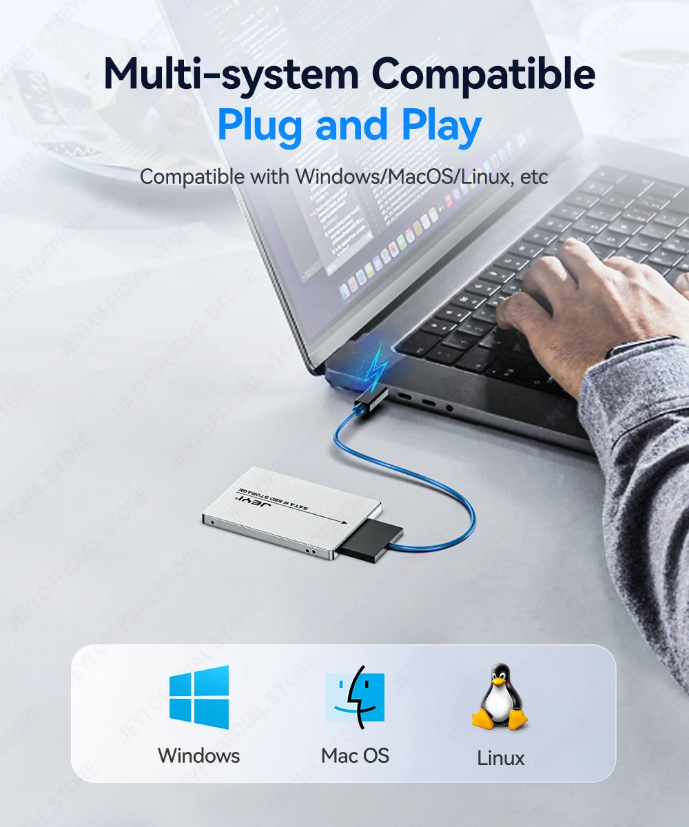 JEYI M.2 NGFF zu SATA 3.0 Festplattengehäuse, 6 Gbit/s, hohe Geschwindigkeit, unterstützt bis zu 2 TB, tragbares Mobilgerät, unterstützt 2230/42/60/80 SSD – Detail 5