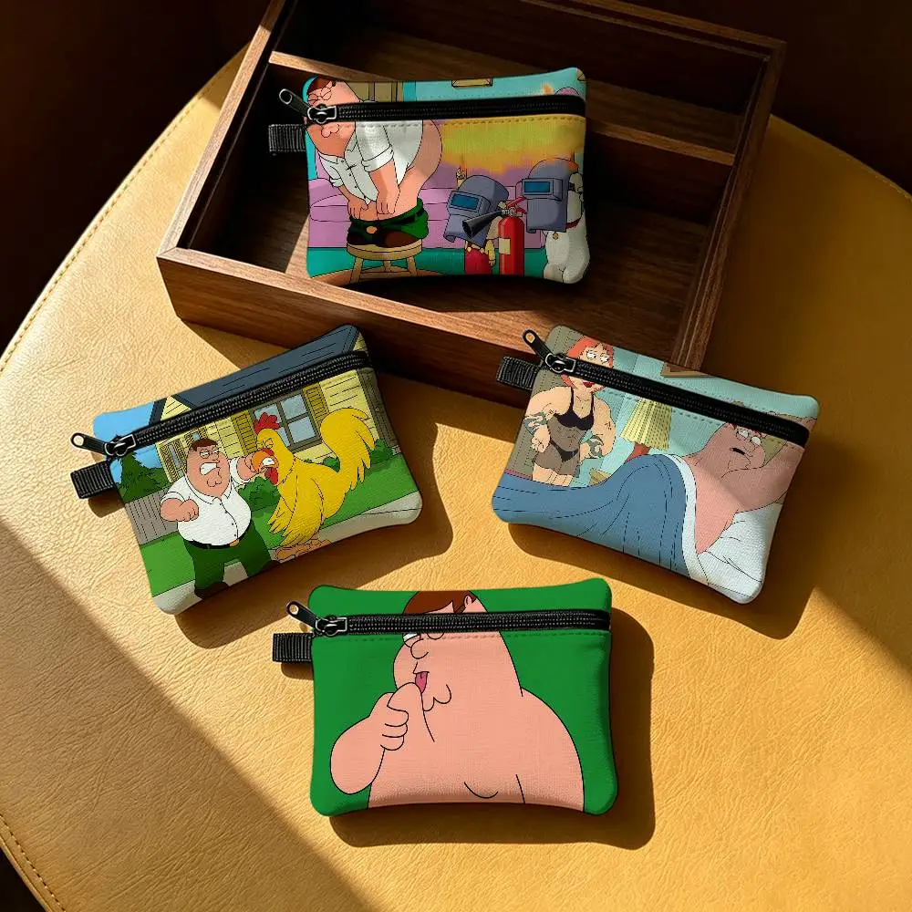 F-Family G-Guy Cartoon Funny Waterproof Zipper Coin Purse Lightweight Hanging Key Pouch Card Holder For Daily Use