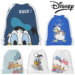 Disney Donald Daisy Duck Drawstring Bag Travel Toiletries Cosmetic Storage Bag Anime Plush Portable Handbag Foldable Gift Pouch