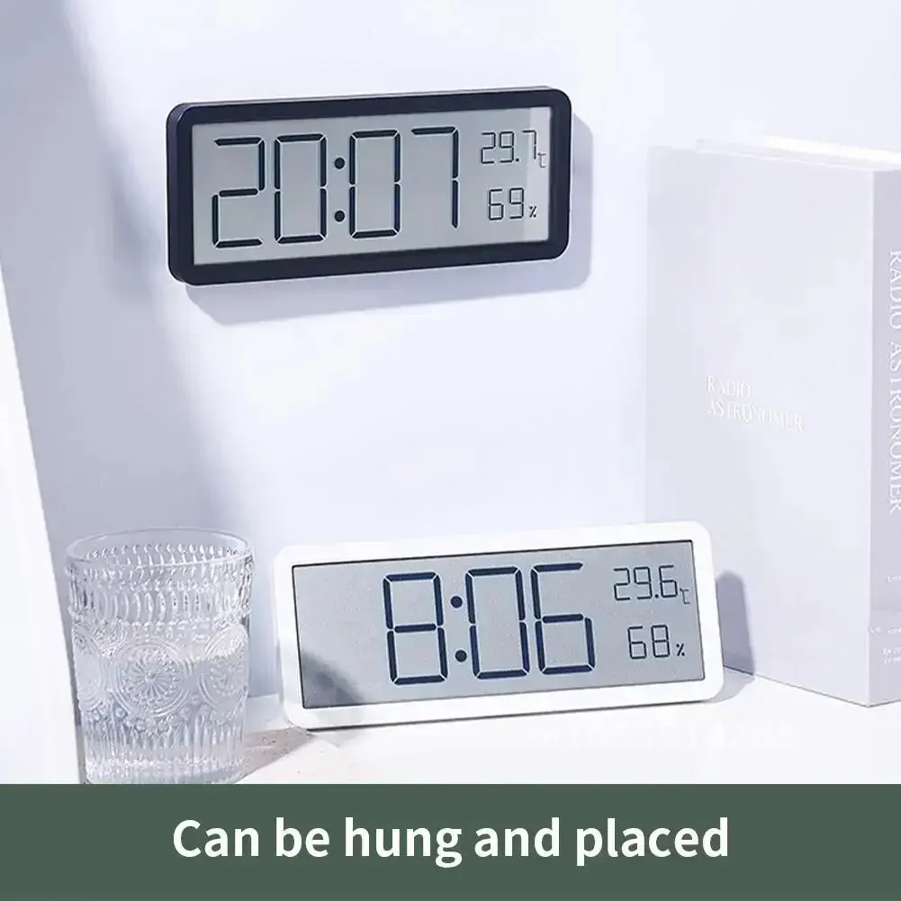 LED Wall Clock Simple Digital Clocks Wall MountedMultifunctional Electronic Humidity and LCD Disply Alarm Temperature Clock