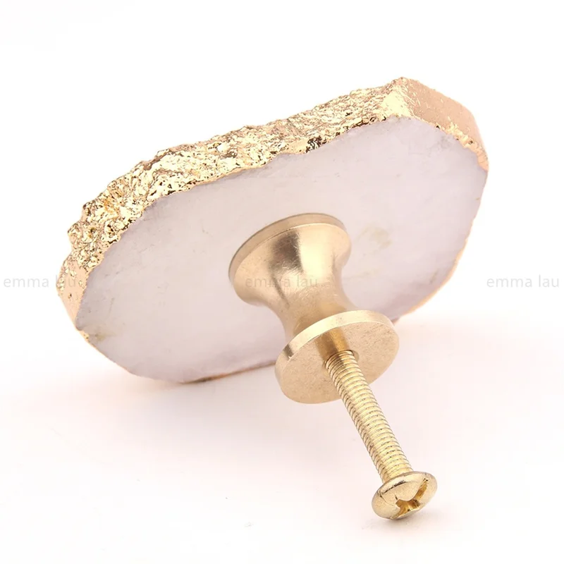 Natural Turquoise Stone Furniture Handle Drawer Knobs Irregular Rough Brass Handles For Cabinet Kitchen Cupboard Wardrobe Pulls