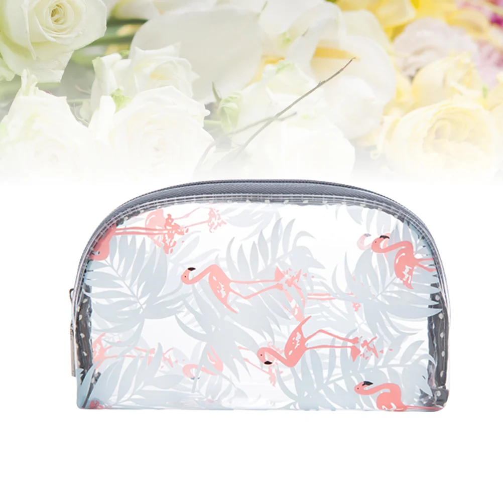 

1pc Flamingo Pattern Makeup Storage Bag Travel Toiletry Organizer Waterproof PVC Storage Bag (Semicircle Size S)