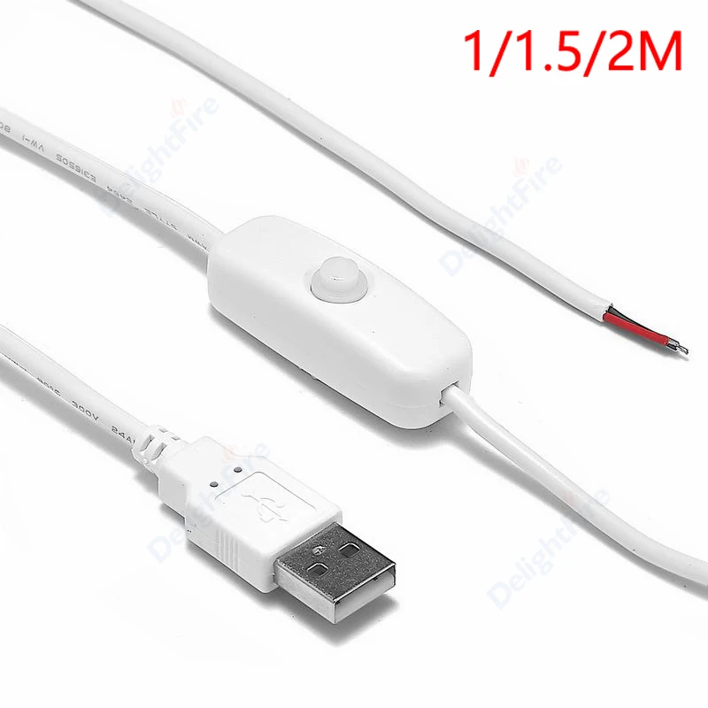 1/1.5/2m cavo connettore USB a striscia rigida a LED con interruttore cavo elettrico 5V12V cavo di prolunga di alimentazione USB per lampadina fai