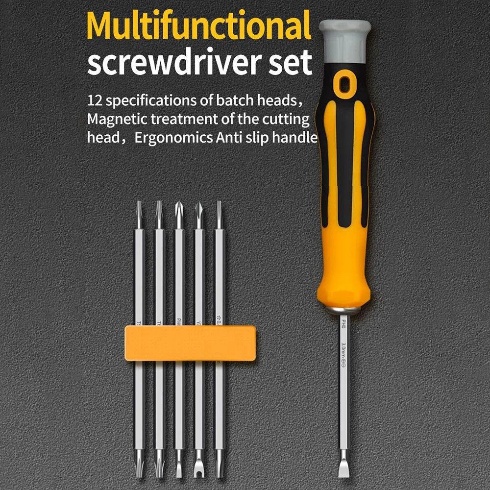 6-In-1 Screwdrivers Set Multipurpose Turn Screw Household Small Driver Detachable Handle Alloy Steel Material Repair Tool