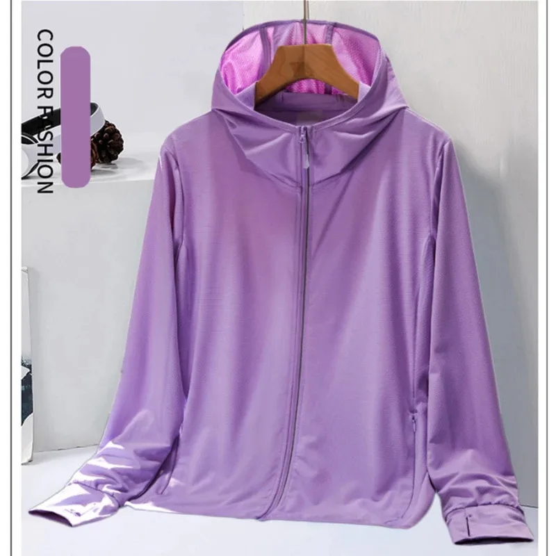

Sun Protection Clothing UPF50+ Sunscreen Jacket Women Men UV Rays Ice Silk Cold Windproof Skin Coat Suit Summer Holiday Travel