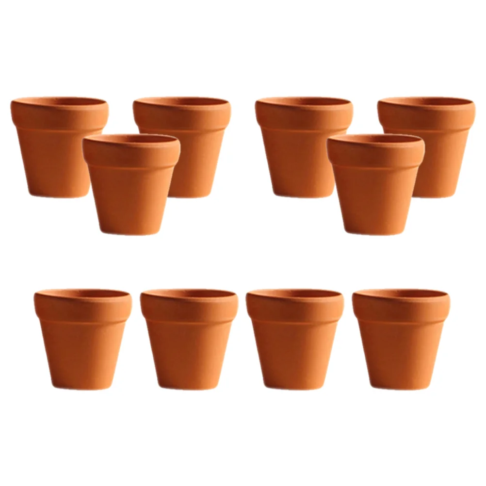 

10 шт. керамических цветочных горшков, красные терракотовые кашпо с дренажными отверстиями, маленькие, для суккулентов, кактусов, комнатных растений, рассады