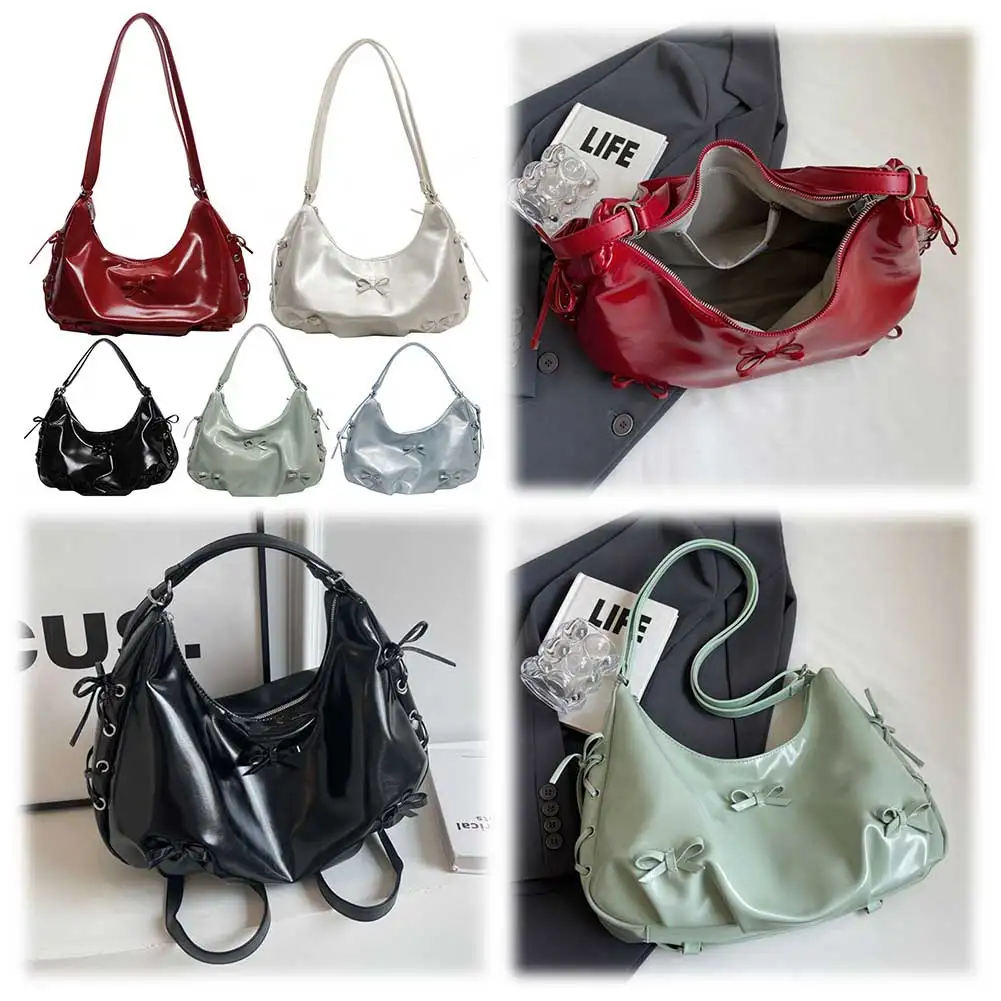 

Женская сумка в форме полумесяца из искусственной кожи с бантом, повседневная сумка на ремне, рюкзак с регулируемым плечевым ремнем, сумка для путешествий, покупок