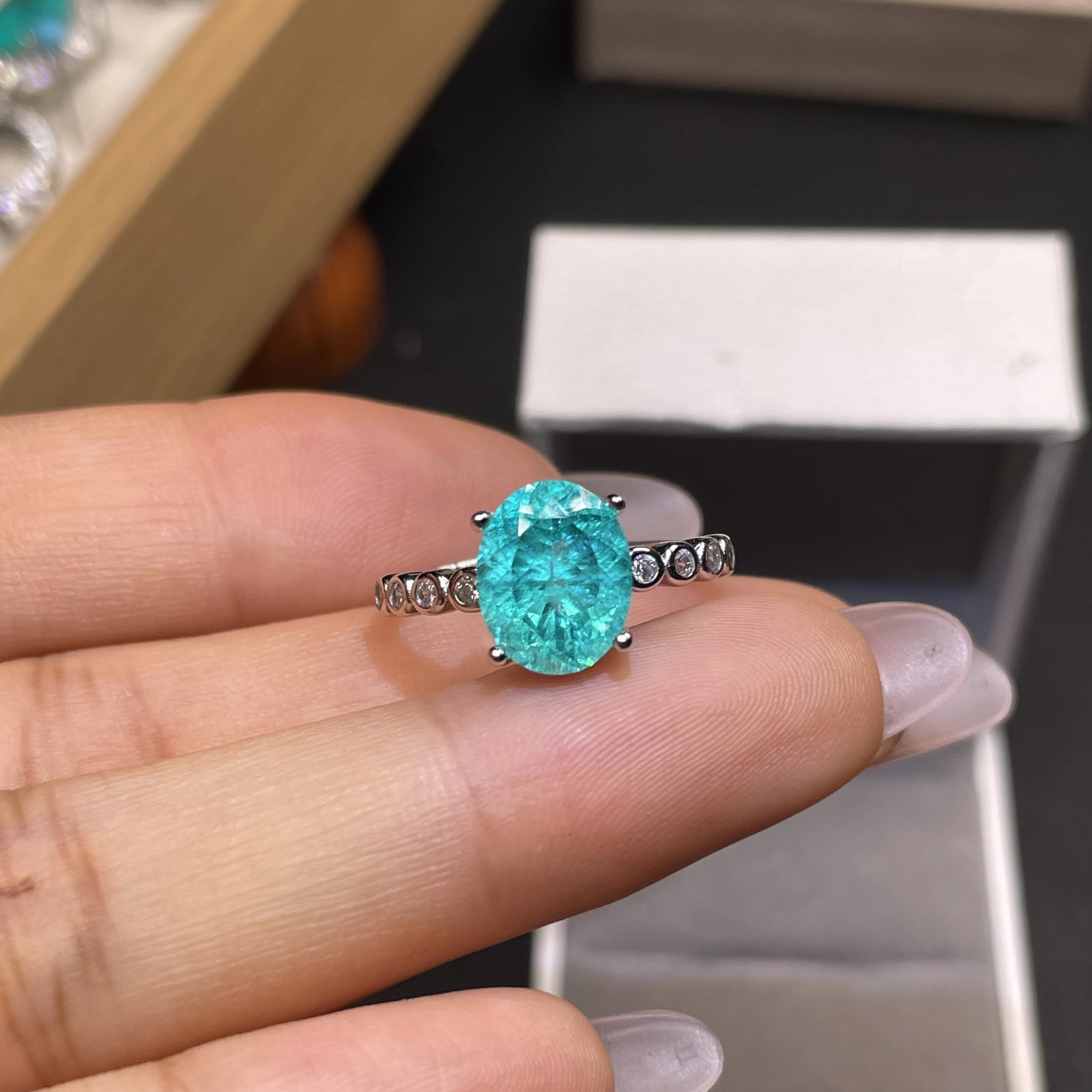 Natural 6ct Paraiba gemstone 925 silver exquisite ring - perfect for a party, birthday or jewelry gift