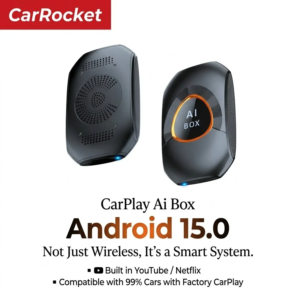 

Автомобильный AI-бокс CarRocket на Android 15.0: беспроводной адаптер CarPlay и Auto с поддержкой видео 4K, совместимый с заводскими системами CarPlay и Android