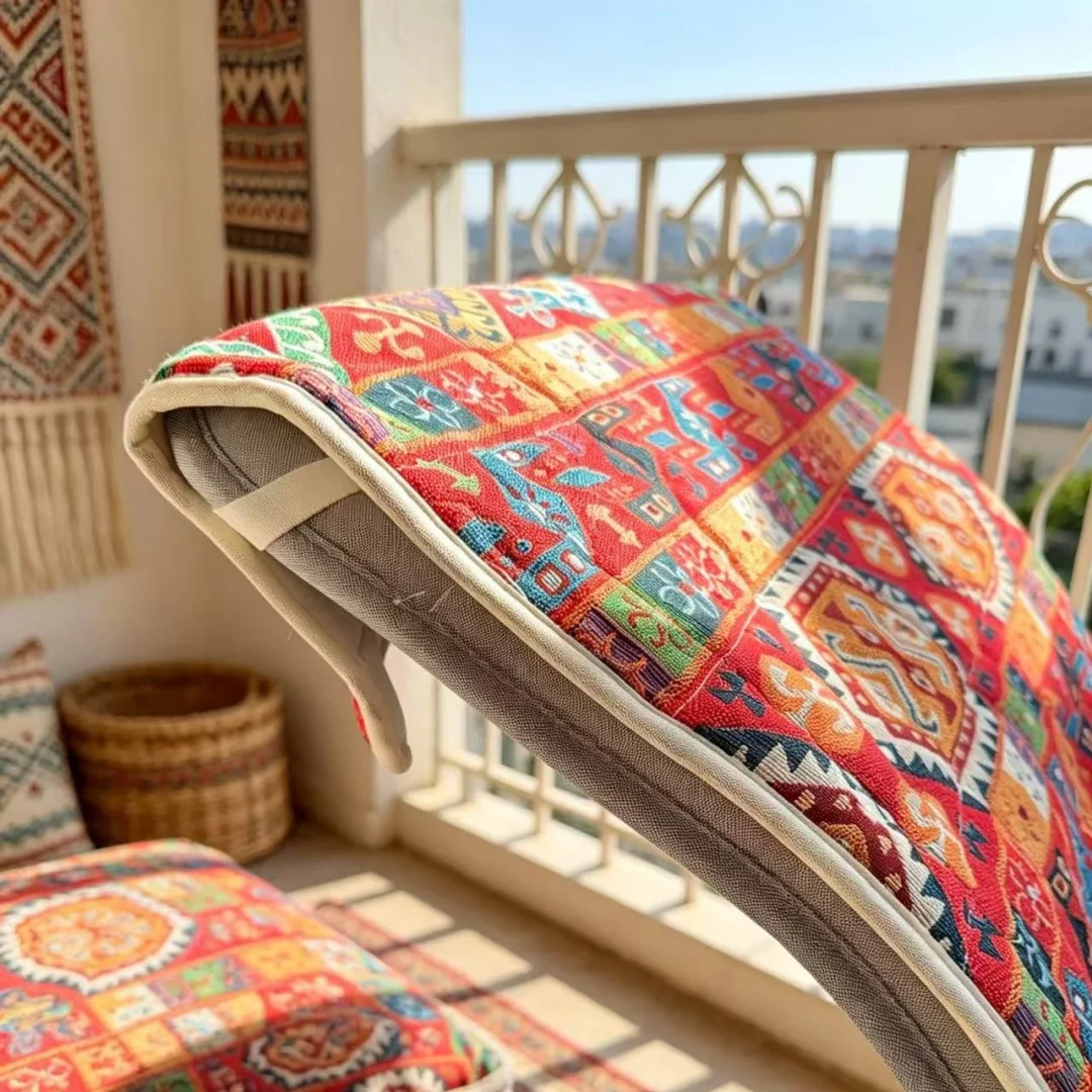 Bohemian Jacquard Boang Chair Pad Slipcover, for All Seasons Thick Quilting Anti-Slip Chair Cover, Chair-Free, Pad-Free, Washabl