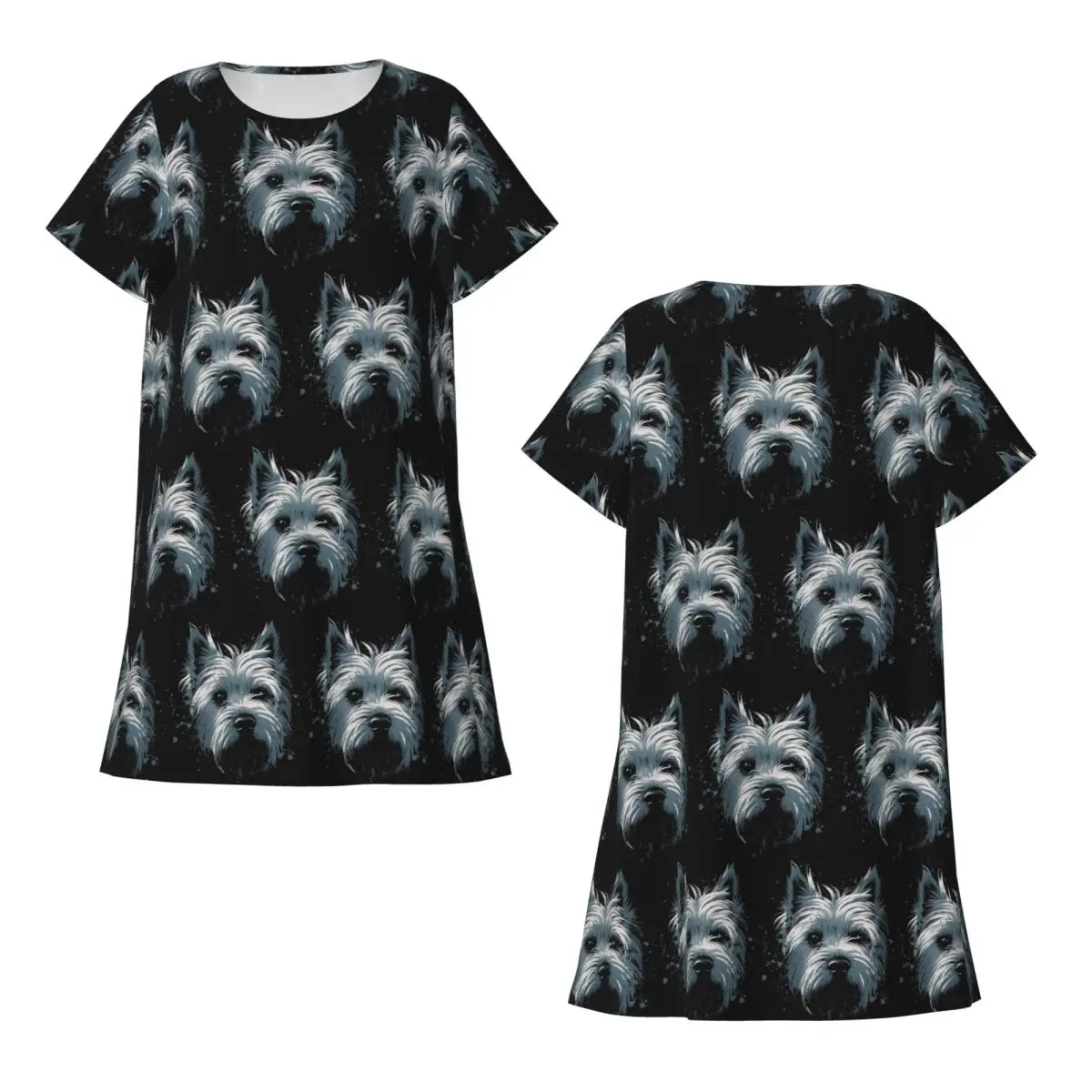 

Custom Westie Dog West Highland White Terrier Short Sleeves Nightdress For Sleeping Women Short Sleeve Nightgowns Pajama Dress