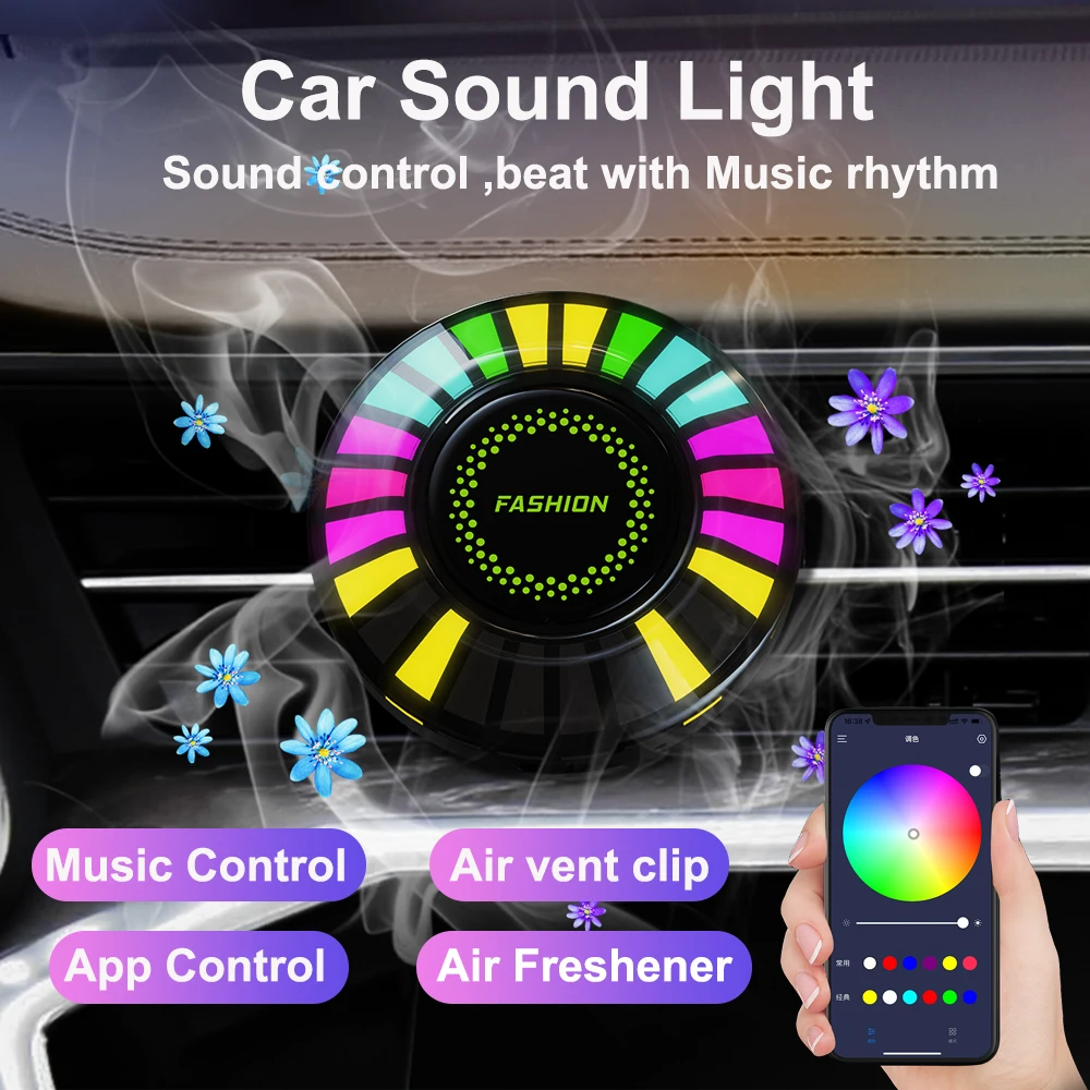 1/2pcs pbluetooth Auto RGB Umgebungs licht USB Sound Control Musik Rhythmus Lichter Duft Lampe Streifen Lufter frischer Pickup LED Bar