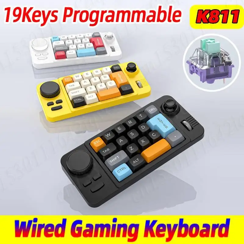 

Macro 19Keys Programmable Gaming Keyboard Mechanical Joystick Dual Scroll RGB Backlit Hot Swap Wired Computer Laptop Accessories