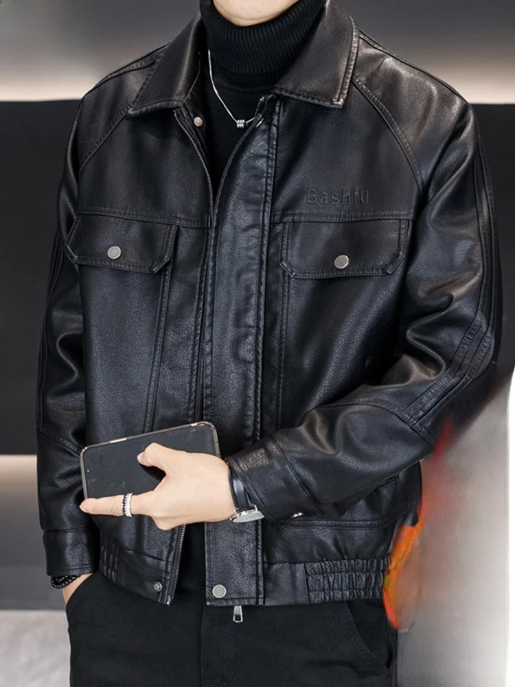 

TUCANO Men's Genuine eepskin Leather Jaet Motorcycle Sle Outerwear Winter New Faion Slim Fit Warmth Windproof