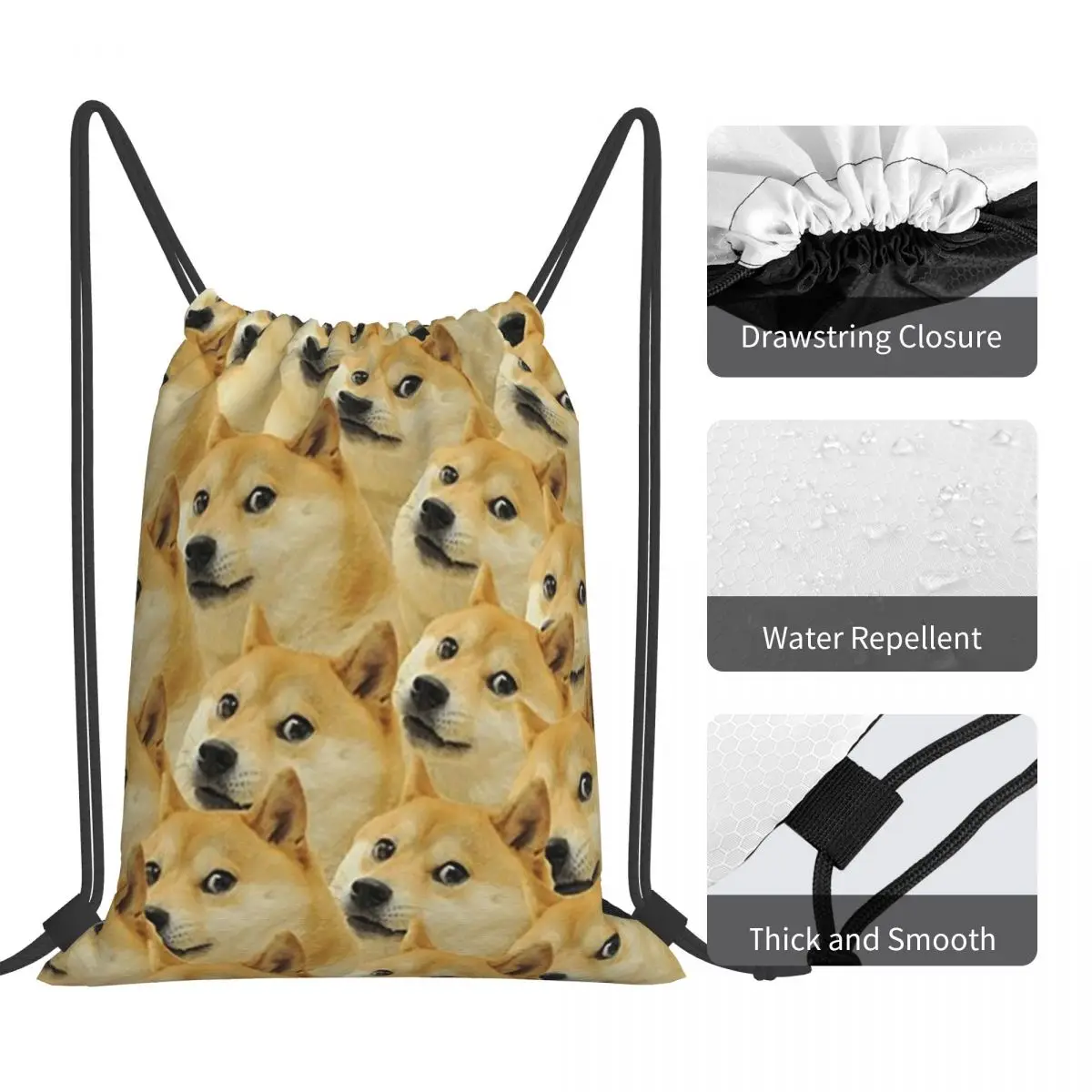 Doge Rucksäcke Mode tragbare Kordel zug Taschen Kordel zug Bündel Tasche Sporttasche Bücher taschen für Mann Frau Studenten