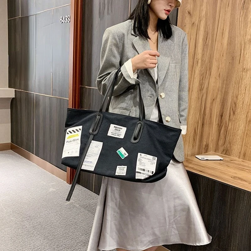 Canvas Bag Women Large Capacity Autumn New Youth Handbags Fashionable Versatile Shoulder Bag Student Commuting Niche Tote Bags