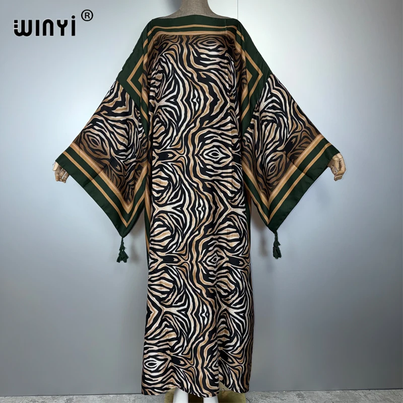 WINYI muslim woman dresses Elegant kaftan party Dress Middle East Female loose kaftan abaya dubai luxury Print Caftan beachwear