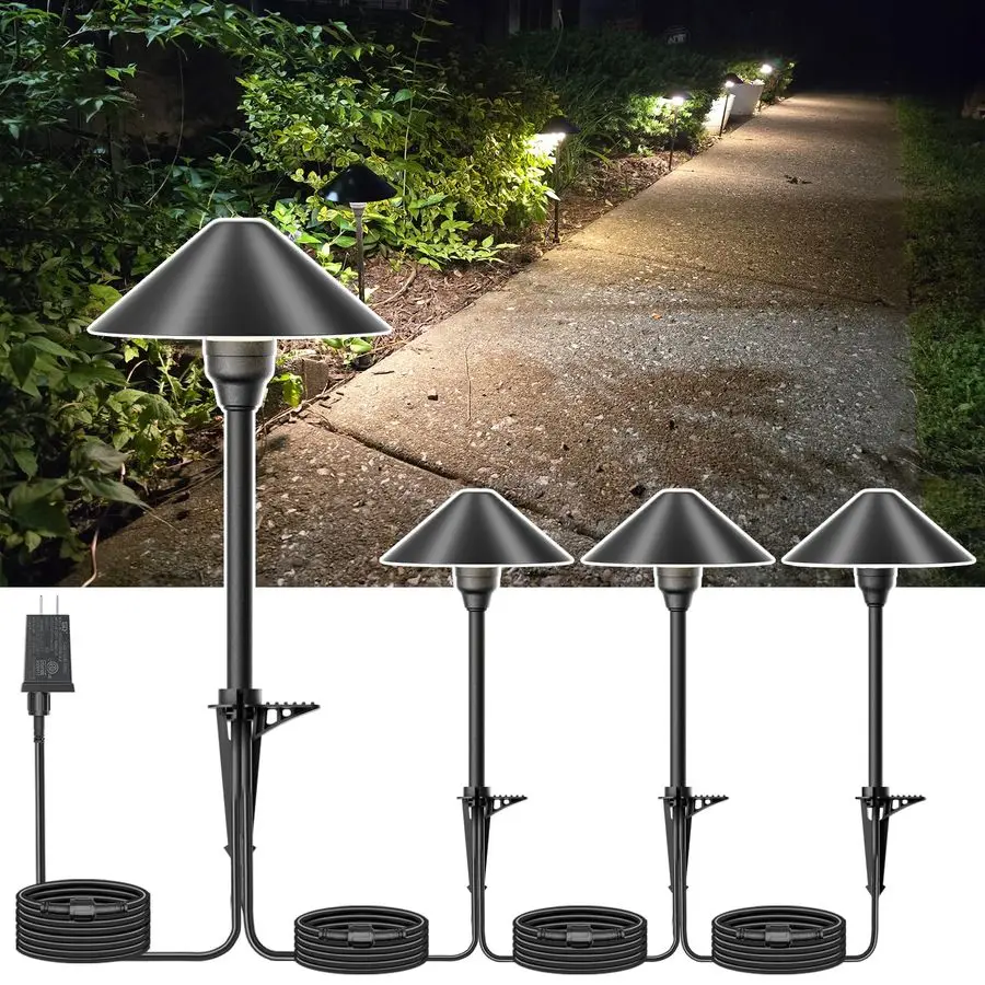 

Светильники для дорожек с таймером, автоматическое включение/выключение на 4, 6, 8 часов, низковольтное ландшафтное освещение 3000K, водонепроницаемые светодиодные ландшафтные светильники для дорожек