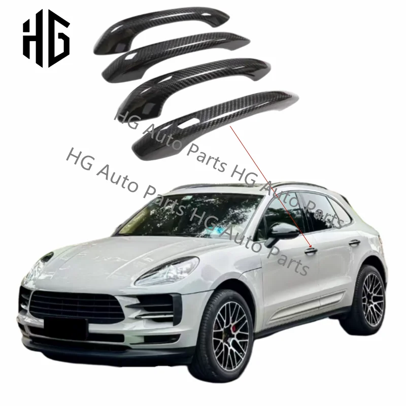 Car Exterior Carbon Fiber Door Handle Cover Shell Stickers For Porsche Macan 4 Door 2015-2023 Door Handle Cover Decoration Trims