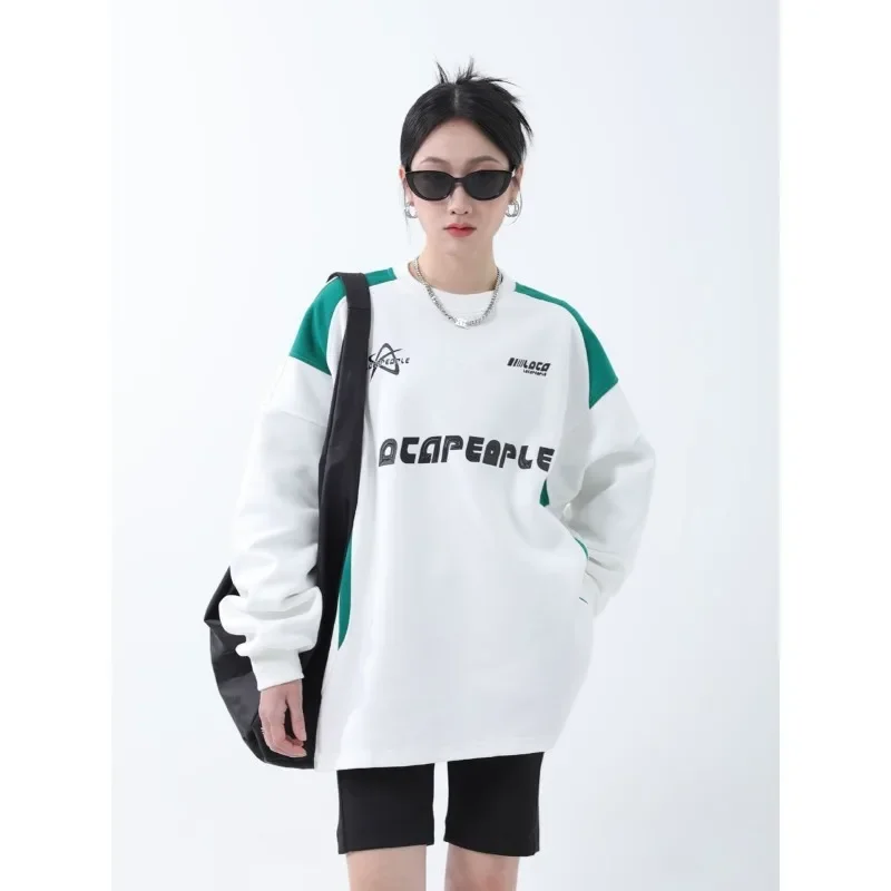 Deeptown Korean Style Sweatshirts Women Cyber Y2k Streetwear Oversize Round Neck Pullover Long Sleeve Hoodie 2024 Autumn Winter