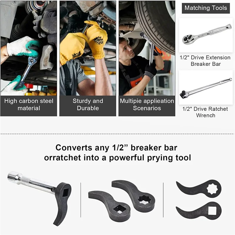 

GTBL Wrench Adapter Adjustable Indexing Pry Bar Adapter For 1/2 Inch Drive Ratchet, 4 Piece Pry Bar Adapter Tool