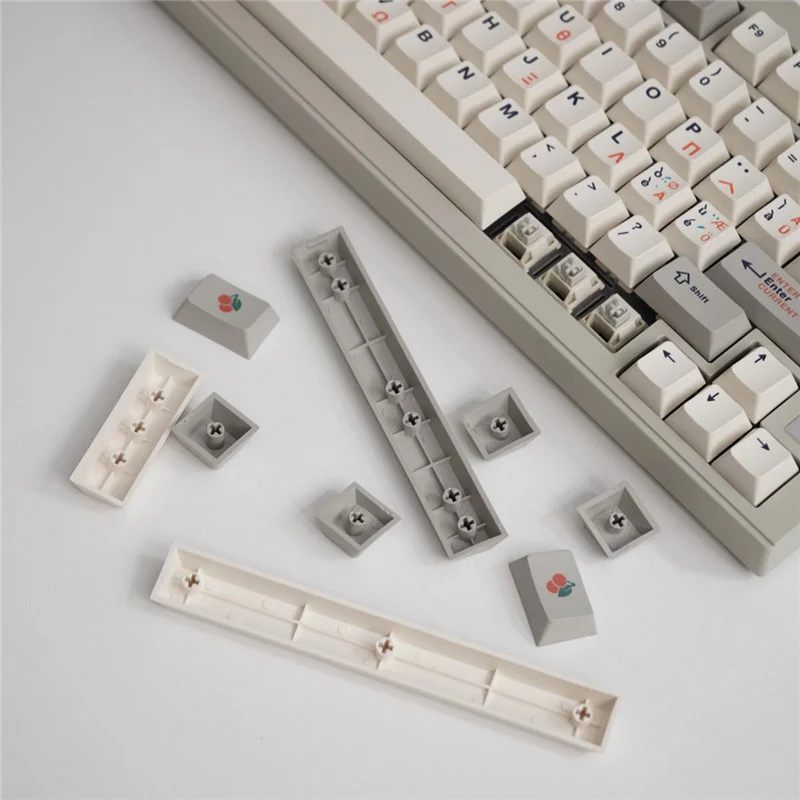 Cherry Profile Greek Gray And White Mechanical Keyboard Keycaps Retro 9009 136 Keys PBT Material Sublimation