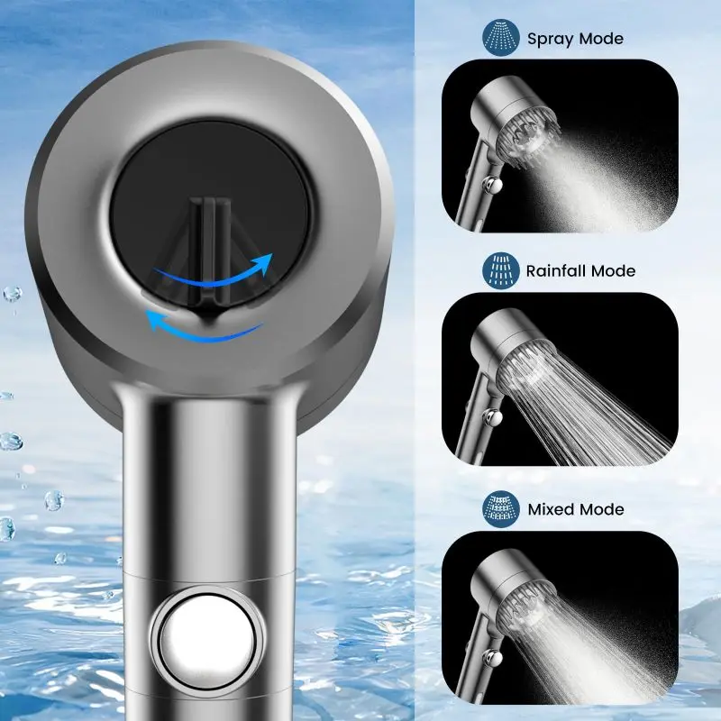 Boost Pressure Shower Head Set, Handheld Shower Head With Adjustable Bracket & Hose, Bathroom Complete Shower Kit For Home Use
