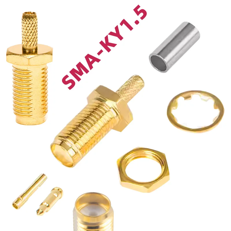 

5 шт. SMA-KY-1,5 штекер с открытым люком, разъем SMA, гнездовой разъем, гайка, RF коаксиальный обжимной кабель для кабеля RG174 RG316 LMR100
