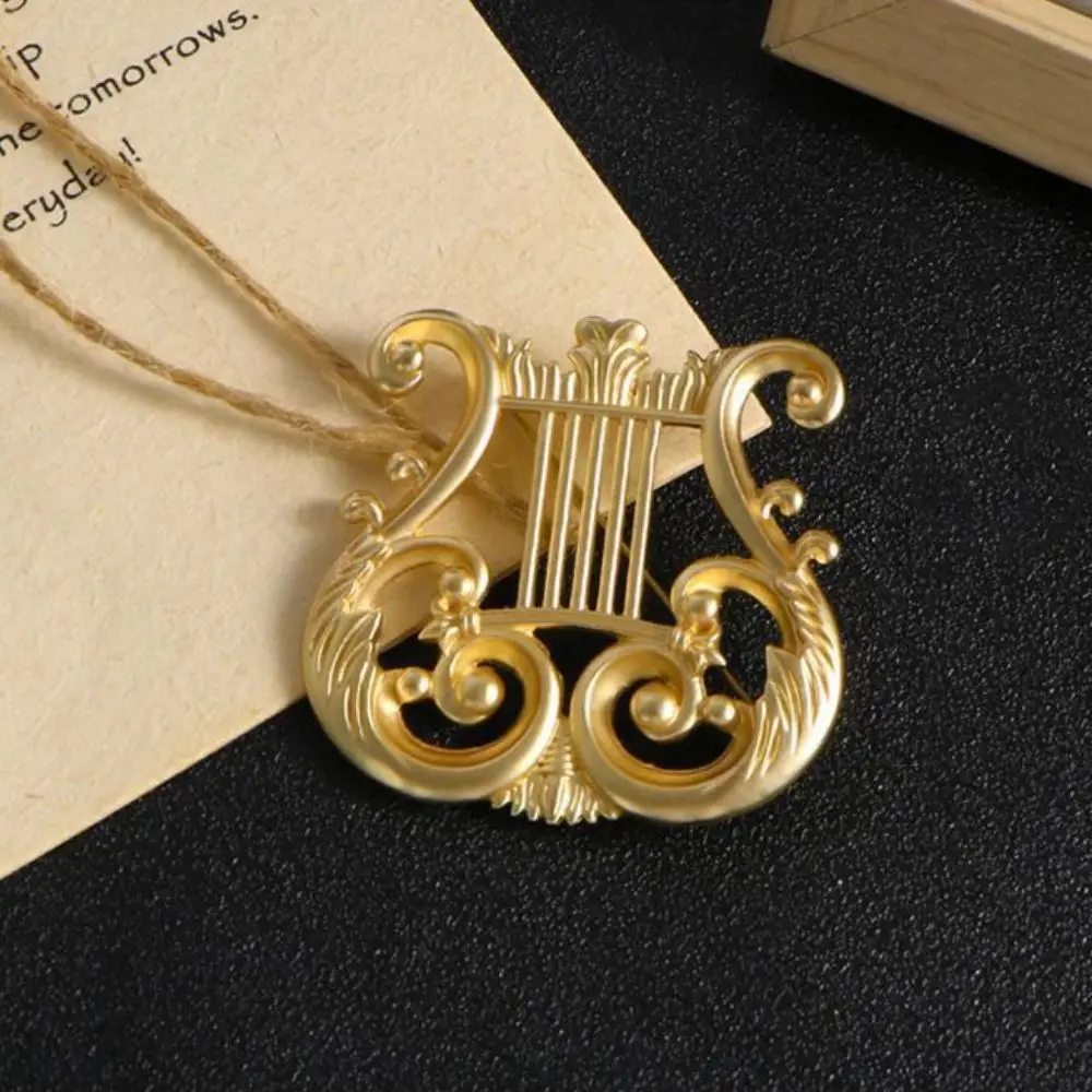 Creative Music Instrument Eighth Note Pin Alloy Music Note G Clef Brooch Jewelry Vintage Harp Badge Gift