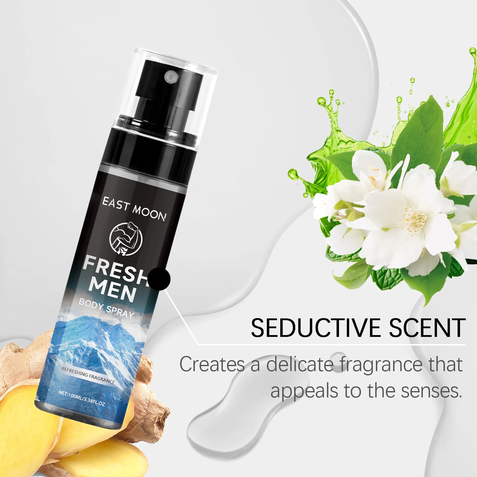East Moon Sandalwood Men's Fragrance Spray Long Lasting Refreshing Aroma Reduce Sweat Odor Remove Underarm Adult Deodorant Spray
