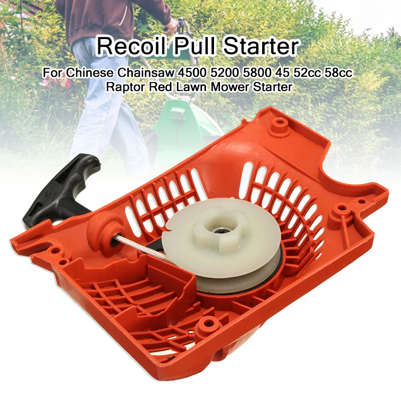 Imagem -06 - Recoil Pull Starter para Motosserra Chinesa Cortador de Escova Vermelho Raptor Substituição do Cortador de Grama 4500 5200 5800 45 52cc 58cc