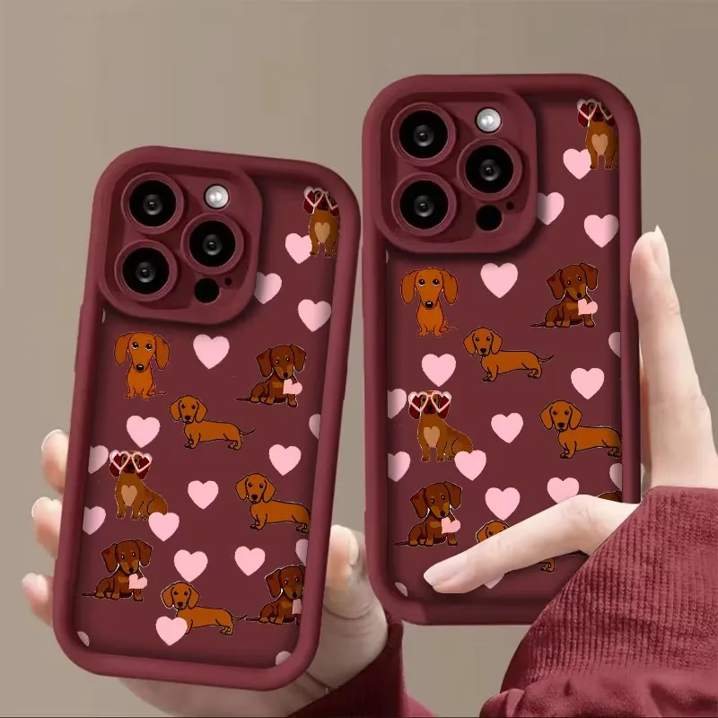 Funda de teléfono con bastón de caramelo a cuadros Vintage Dachshund para iPhone 17 Air 16 15 14 13 12 11 Pro Max Mini X XS XR 7 8 Plus 16E SE2