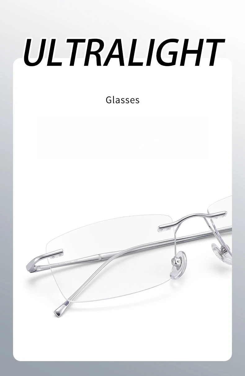 YIMARUILI Mode-Business Ultra-licht Reinem Titan Brillen Frauen Retro Quadrat Optische Verordnung Randlose Brille Rahmen Männer – Detail 2
