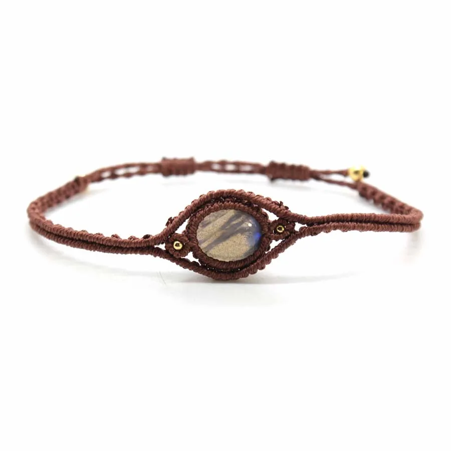 Braided Labradorite Crystal Stone Beads Macrame Bracelets For Women Natural Spectrolite Rope Weave Adjustable Bracelet Jewellery