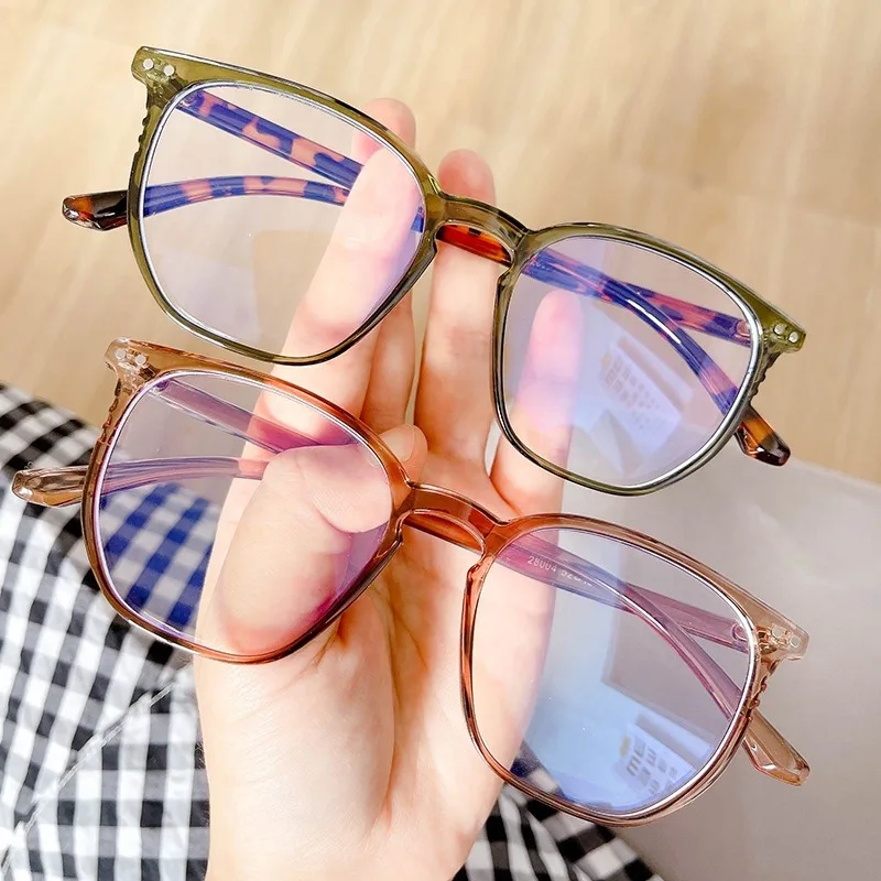 Retro Leopardenmuster Anti-Blaulicht-Brille Harz Anti-Strahlungs-Gläser Alterssichtigkeit-Brillen