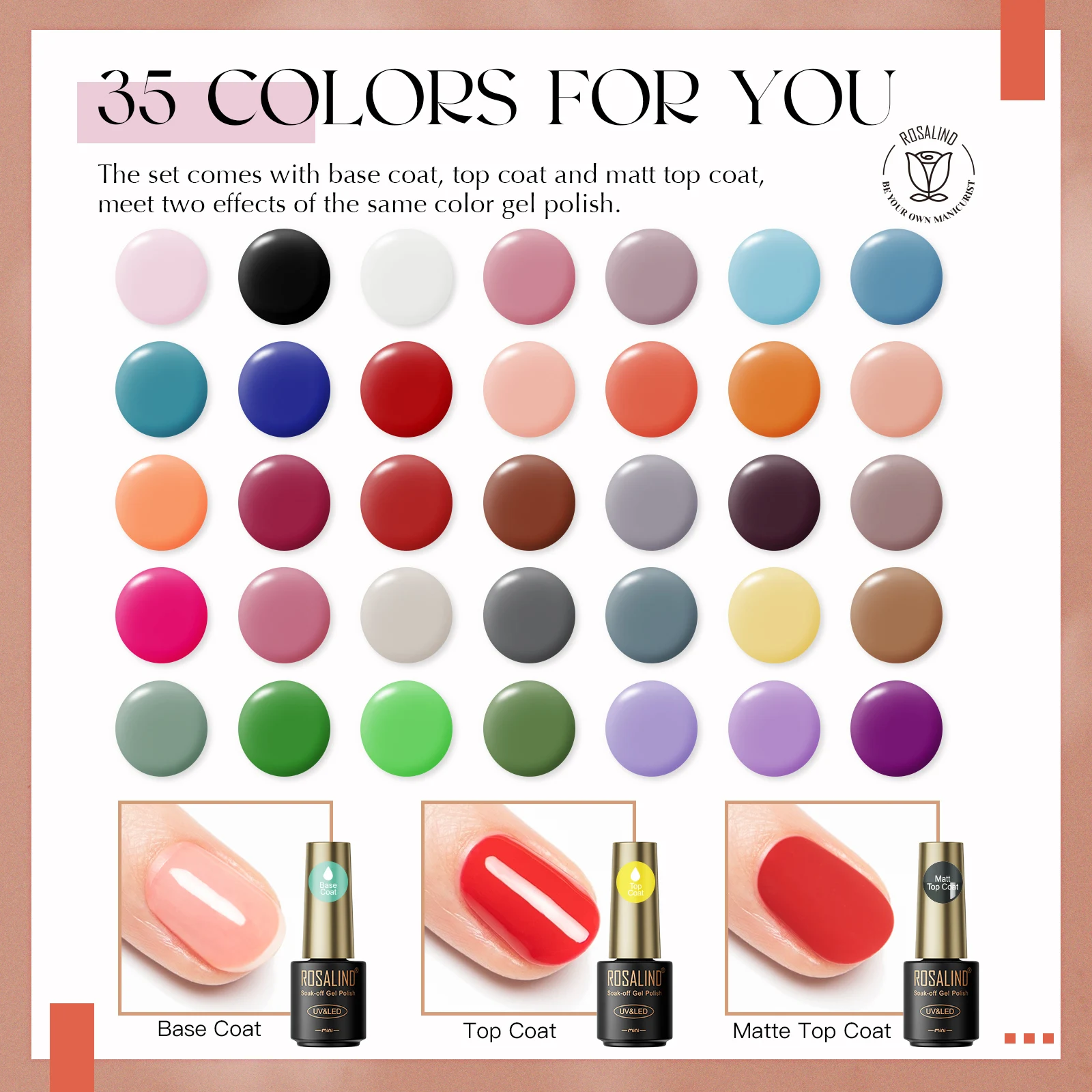 ROSALIND UV Gel Kit 38pcs Esmalte Híbrido Semi Permanente Soak Off Vernizes Gel para Nail Art Caixa de Presente