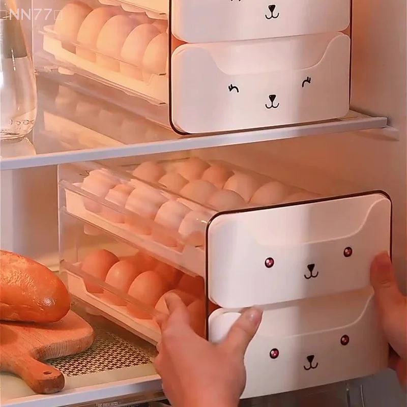 Boîte de stockage René de canard allongée au réfrigérateur, boîte de conservation au frais, style MEL-cuisine, 2 couches, 36 grilles